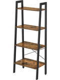 Libreria Vertical en Forma de Escalera con Cuatro Niveles Marco de Metal Estilo Industrial Marron Rustico Negro