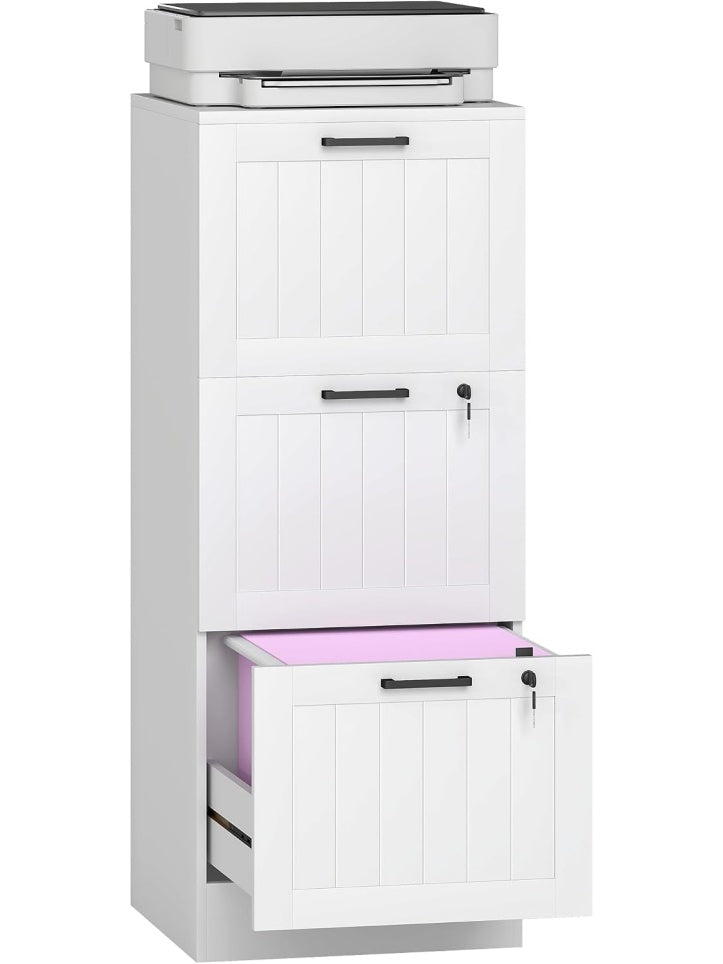Modulo de Cajones para Escritorio con Tres Compartimentos Amplios para Material de Oficina Blanco
