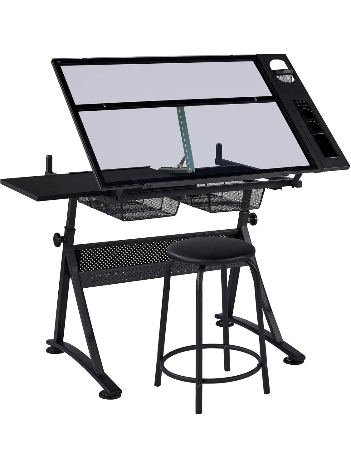 Mesa de Dibujo Inclinable con Taburete Ajustable para Diseno y Actividades Creativas