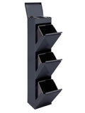 Cubo Metalico de Reciclaje con Tres Compartimentos y Bandeja Superior de Organizacion