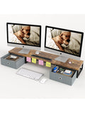 Elevador doble para monitor con dos cajones y amplio espacio organizador de escritorio