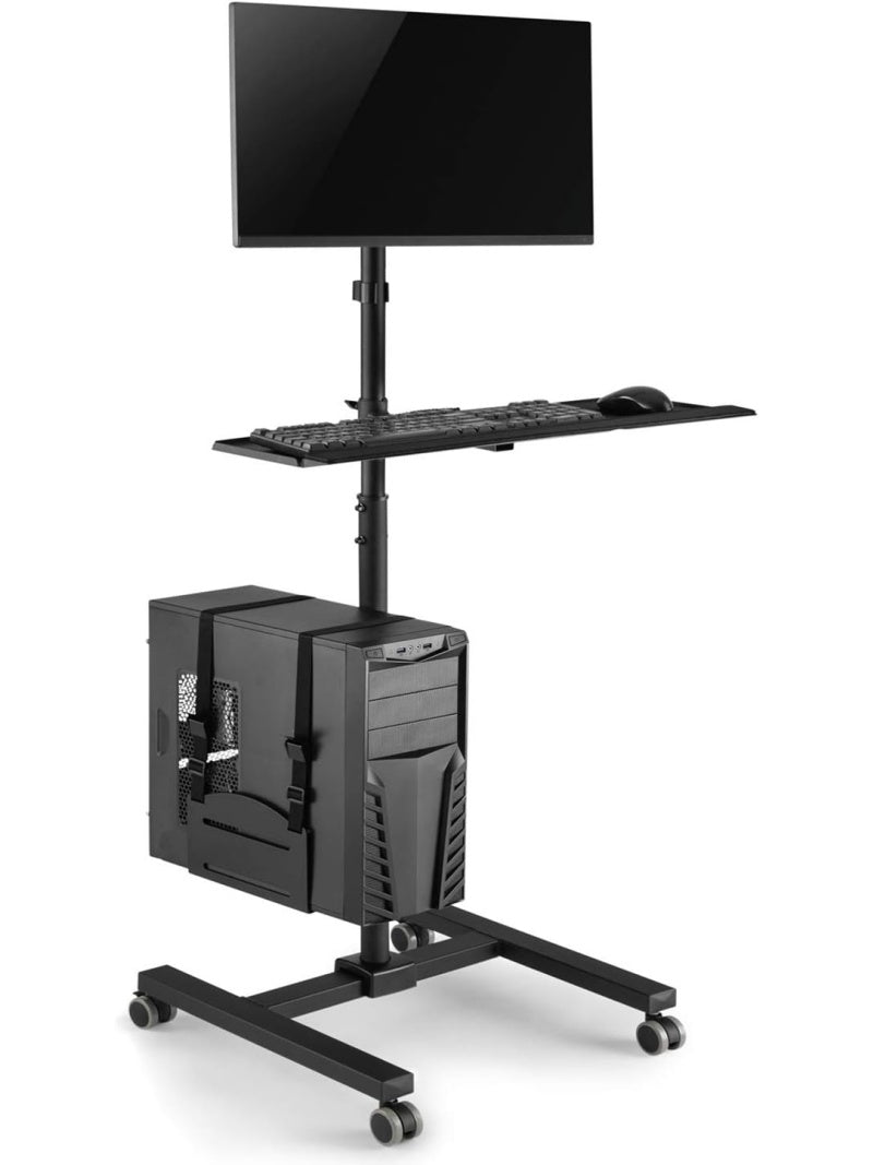 Carrito soporte para monitor teclado y ordenador con estructura movil para escritorio