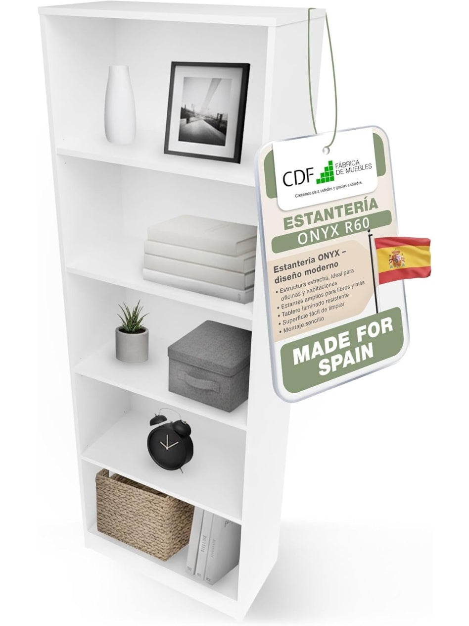 Libreria Vertical Abierta con Varios Niveles para Libros Documentos y Decoracion Moderna Blanco