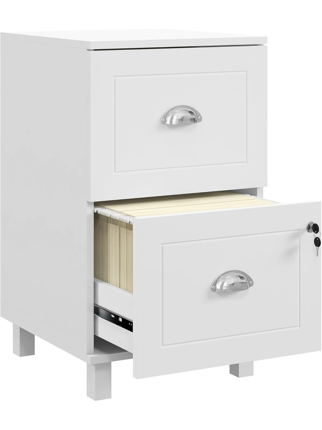 Cajonera Compacta para Oficina con Dos Cajones para Carpetas A4 y Carta Diseno Funcional Blanco