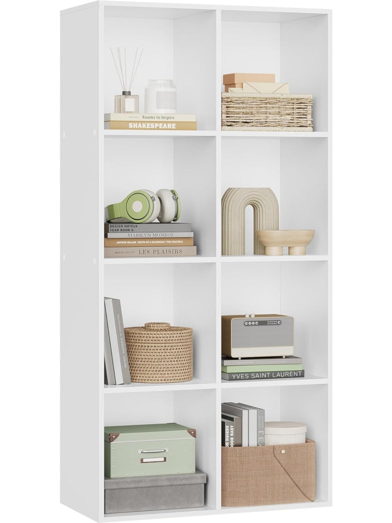 Libreria Moderna de Suelo con Ocho Compartimentos para Oficina Estudio y Salon Blanco